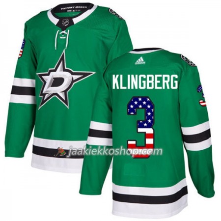 Miehille NHL Dallas Stars Pelipaita John Klingberg 3 Adidas 2017-2018 Kelly Vihreä USA Flag Fashion Authentic